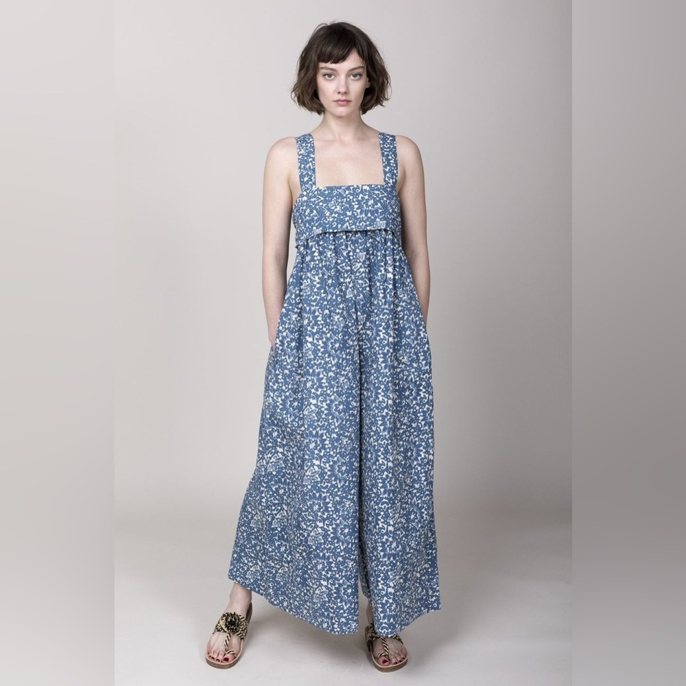 Ulla Johnson Iggy Blue and White Patterned Maxi Dress/ jumpsuit